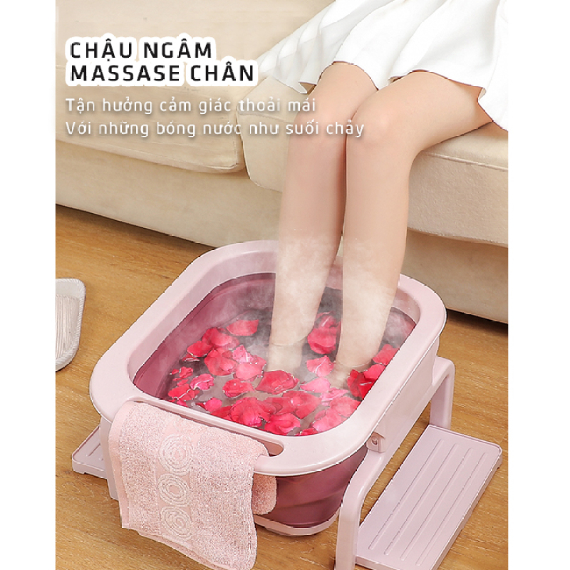 Chậu Ngâm Chân Gấp Gọn Có Con Lăn Massage Lòng Bàn Chân, Chậu Đa Năng Hàng Loại 1- Chính hãng MINIIN