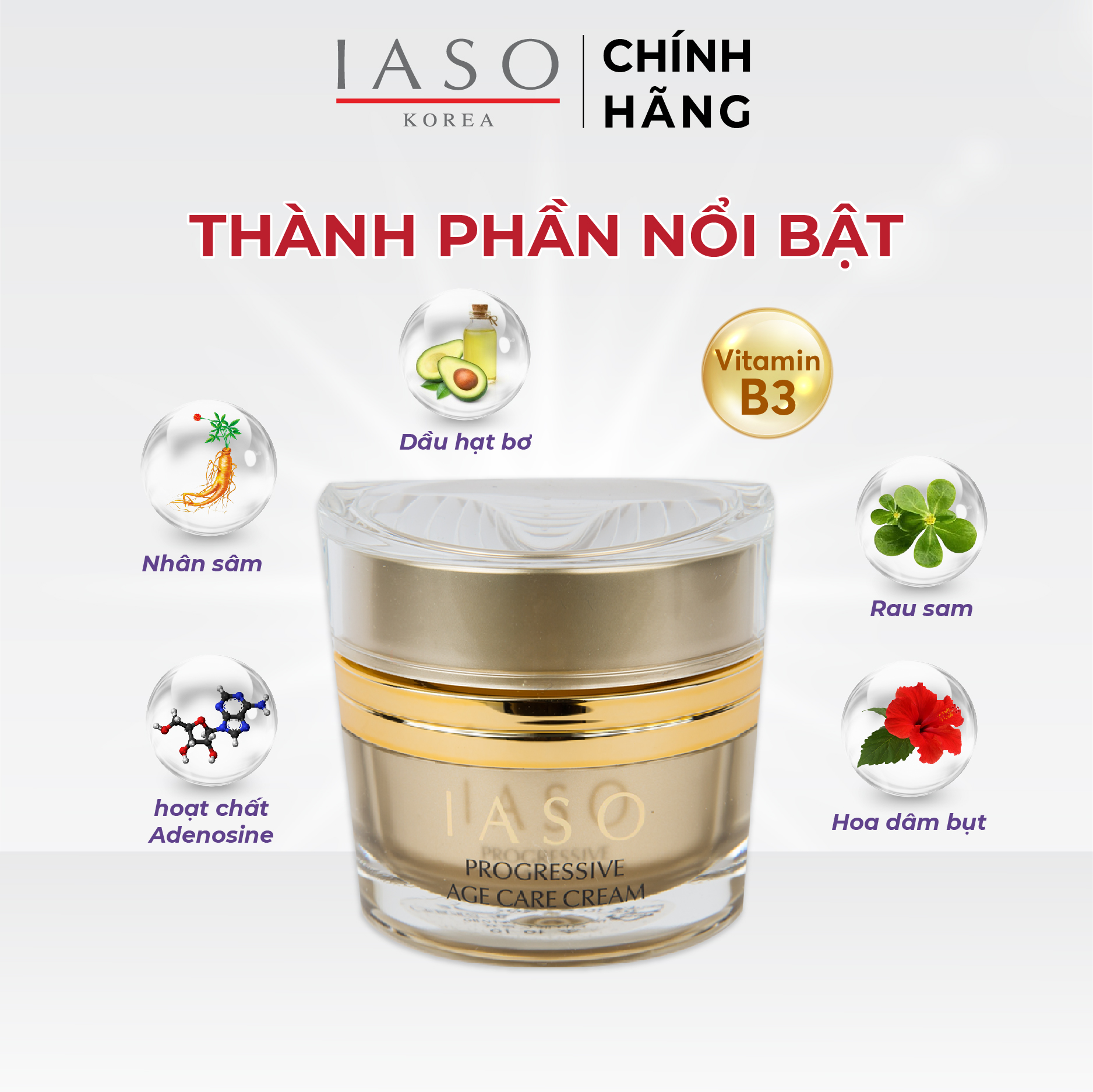 I20 Kem dưỡng da ngăn ngừa lão hóa IASO Progressive Age Care Cream 45g