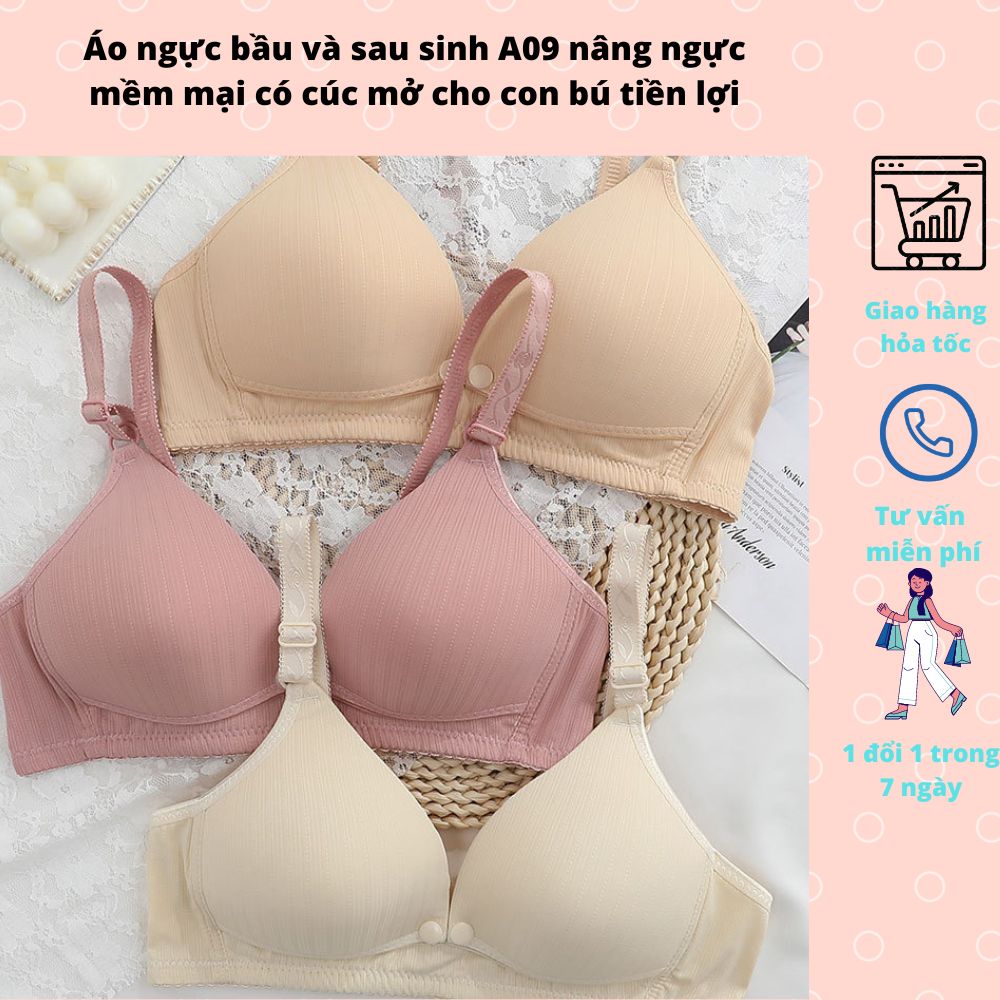 Áo lót cho con bú, áo ngực bầu và sau sinh mở cúc trước tiện lợi. chất liệu cotton co giãn không gọng đệm vừa  chống chảy xệ cho chị em sau sinh