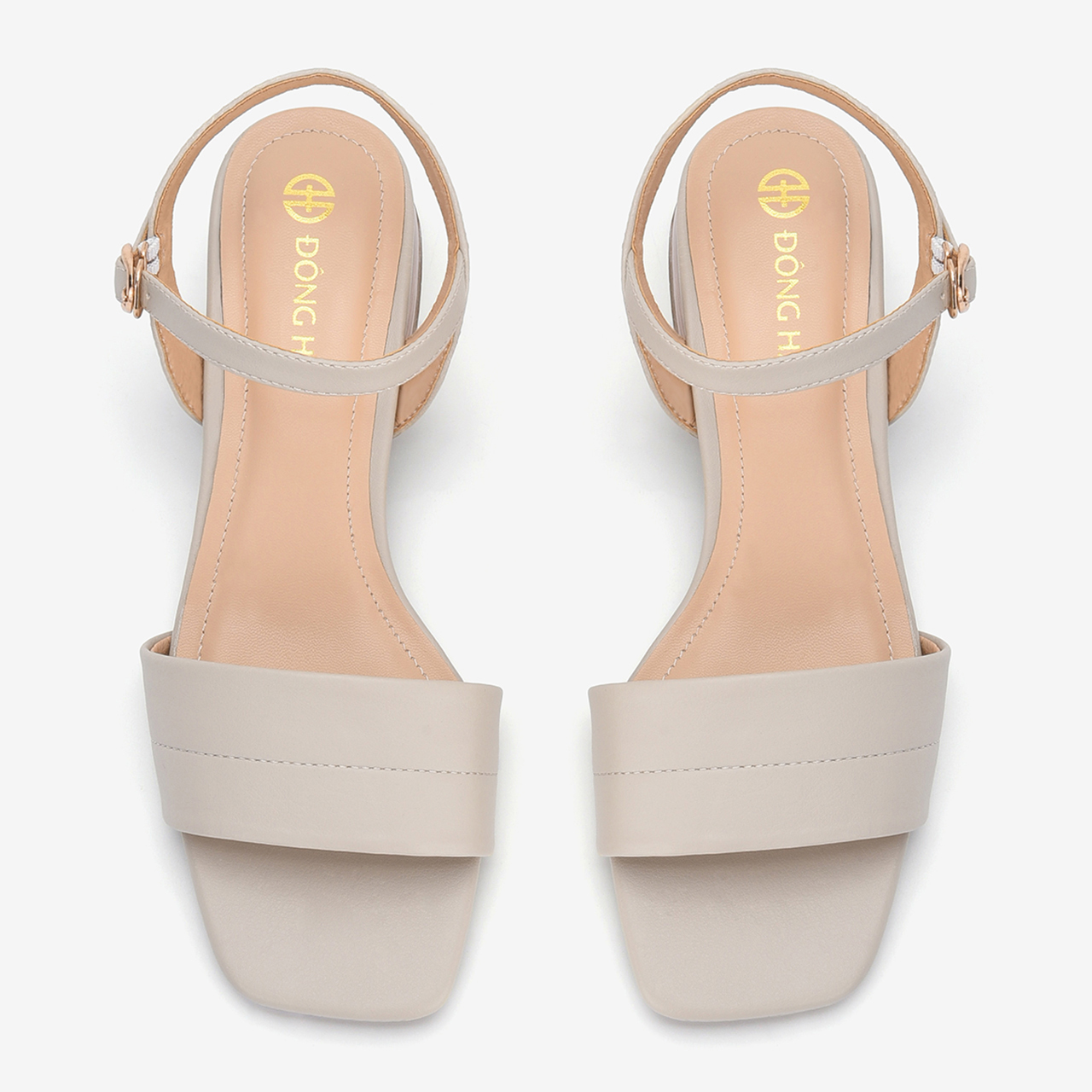 Giày Sandal cao gót nữ Đông Hải mũi vuông quai ngang bản to ôm chân gót vuông thời thượng cao 4cm - S7721