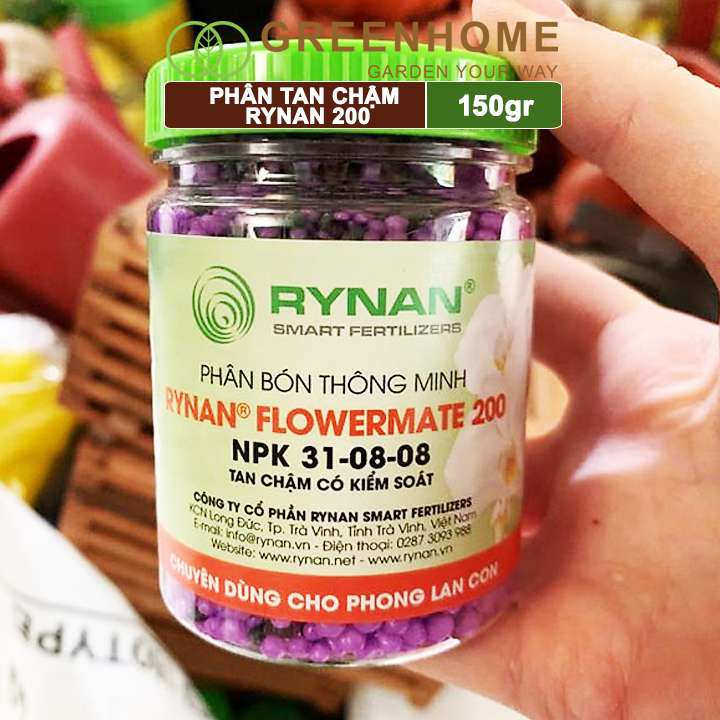 Phân tan chậm Rynan 200, chai 150gr, kích chồi, dưỡng cây, dành cho phong Lan con |Greenhome