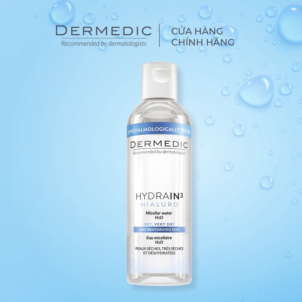 Nước tẩy trang Dermedic 2 in 1 cho da khô cấp ẩm HA Hydrain3 Hialuro Micellar Water H2O 200 ml