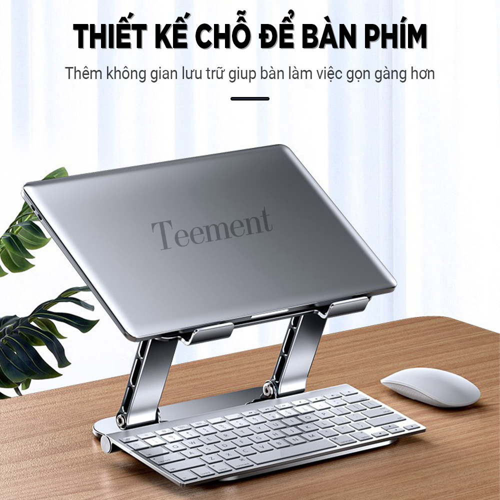 Giá Đỡ Laptop, Máy Tính, iPad, Macbook Hợp Kim Nhôm Cao Cấp. Hỗ Trợ Tản Nhiệt Chống Mỏi Cổ, Vai, Gáy. Hàng Chính Hãng Teement