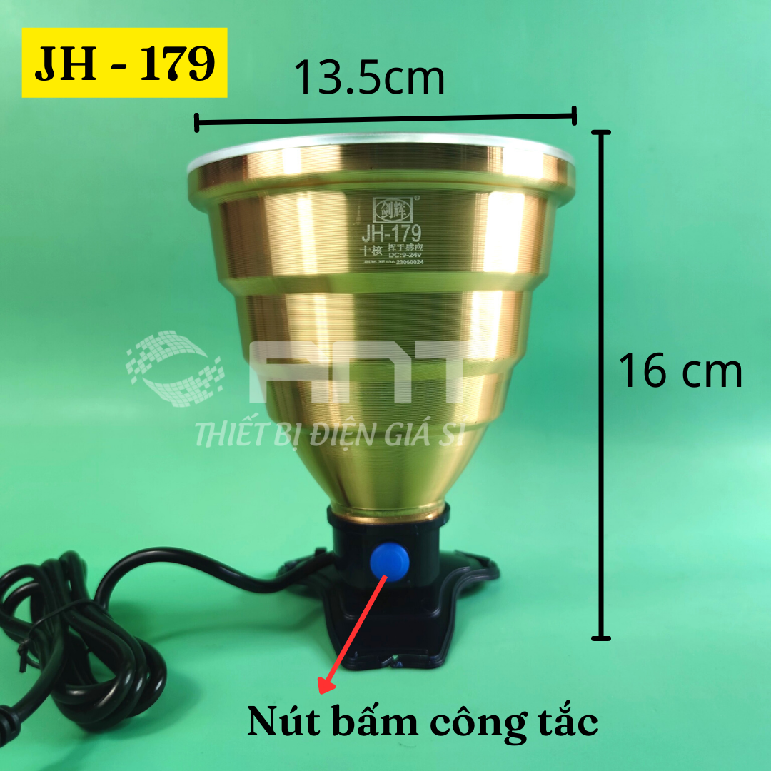 Đèn pin đội đầu siêu sáng, đèn đeo đầu JH-159 / 179 kẹp bình ác quy 12V sáng gom chiếu xa 200M, chóa 12cm / 14cm