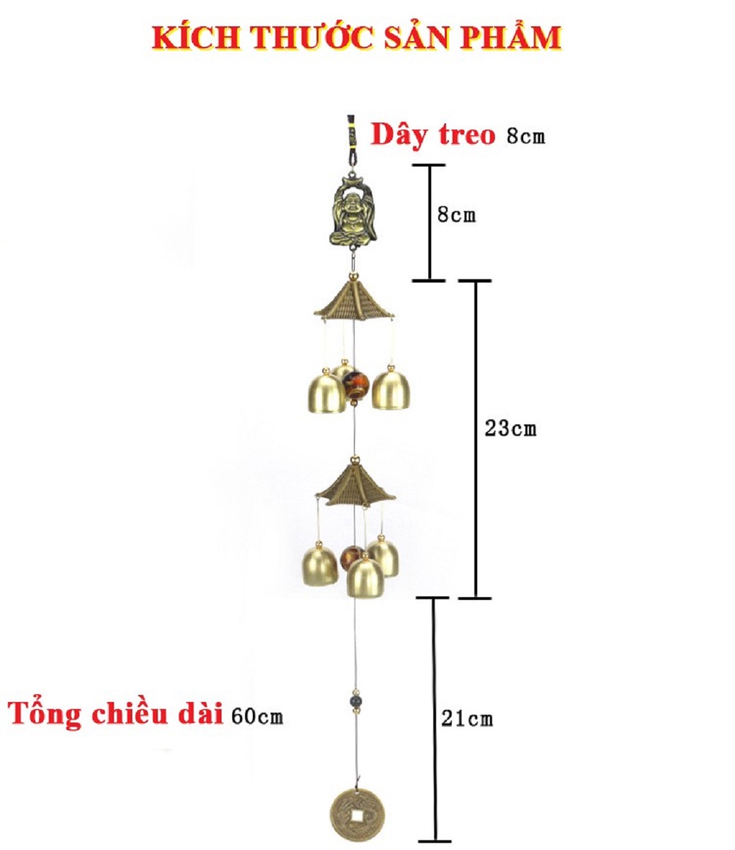 Chuông gió phật DI LẶC 6 CHUÔNG LỘC PHÁT may mắn - Kinh doanh phát tài