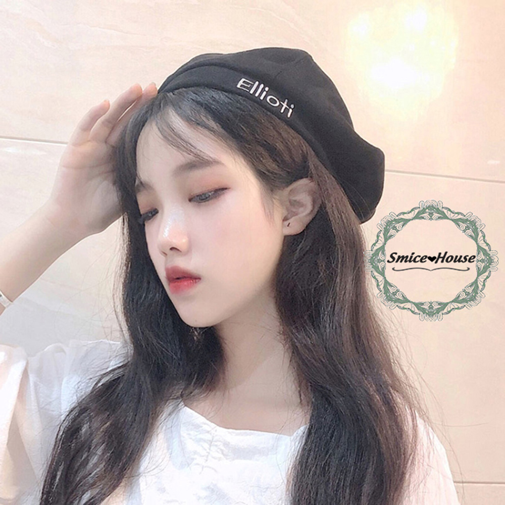 Nón beret thời trang nam nữ mũ nồi thêu chữ Elioti kiểu bí ngô vải da lộn độc đáo kiểu thần tượng Kpop - Smice House