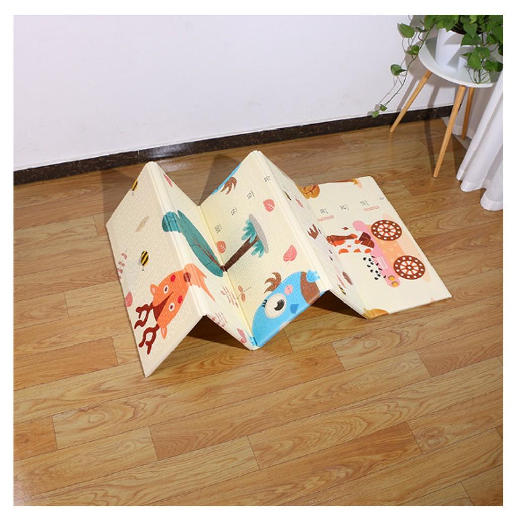 Thảm xốp cho bé gấp gọn tấm lót trải sàn 2 mặt chống thấm chống trơn hàn quốc phủ silicon 1m8 2m
