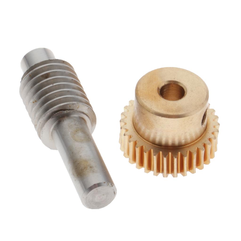 0.5 Modulus Brass Worm Gear Wheel + Gear Shaft Set 20 Tooth