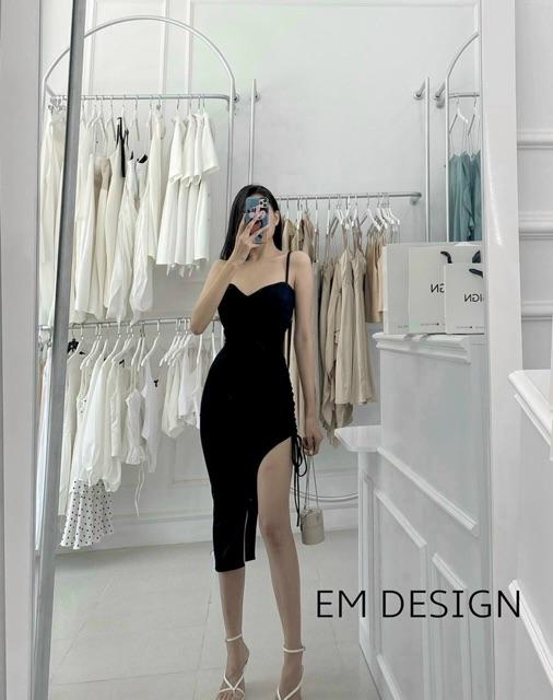 Đầm đen body rút hông