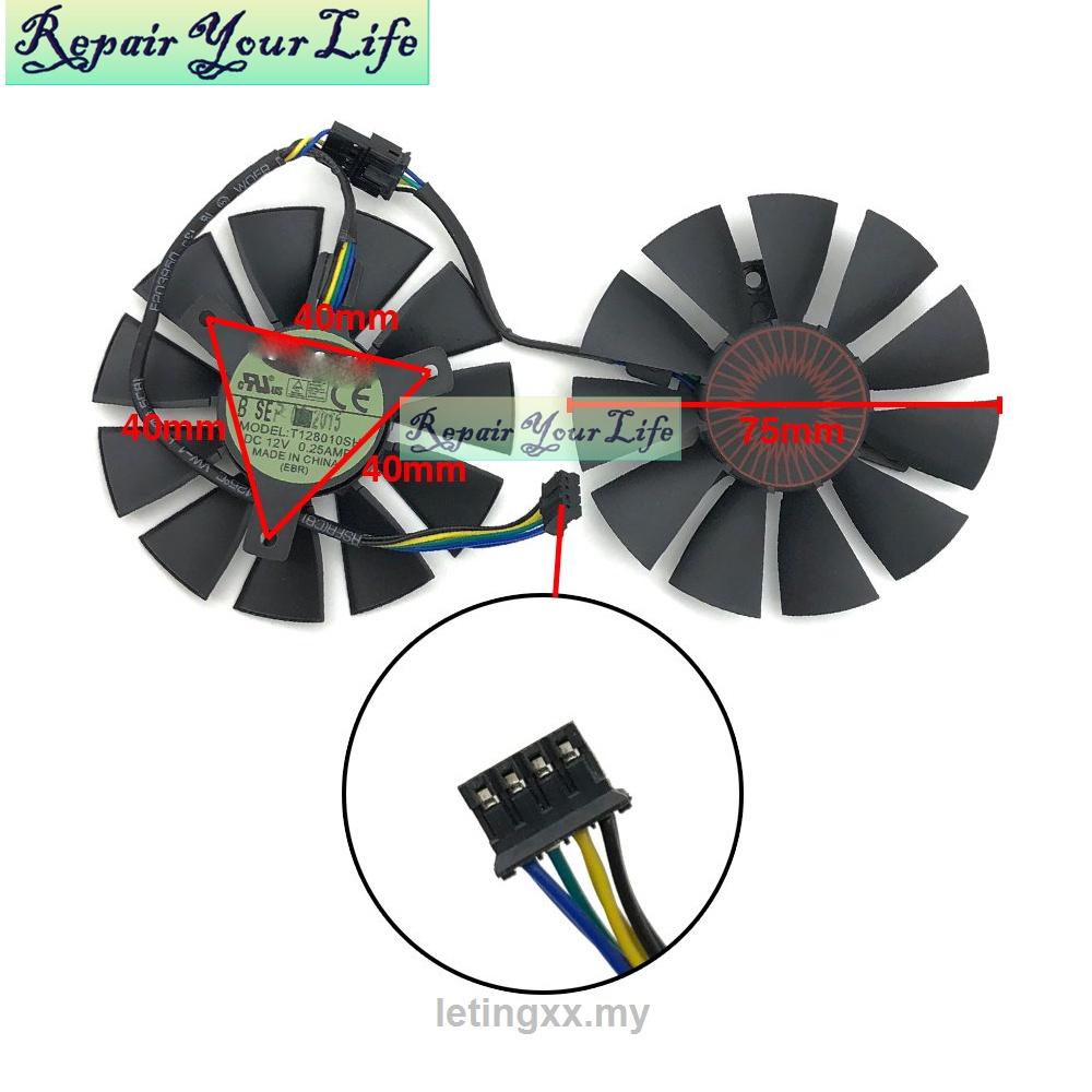 Quạt tản nhiệt mới 75Mm 12V 4 Pin cho Asus Strix Gtx960 Gtx950 Gtx 750Ti R9 370128010Bh Fd7010h12s