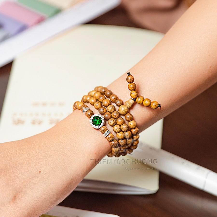 Vòng tay Trầm Hương tự nhiên 108 hạt Minh Nguyệt - Thành công, hạnh phúc, an nhiên