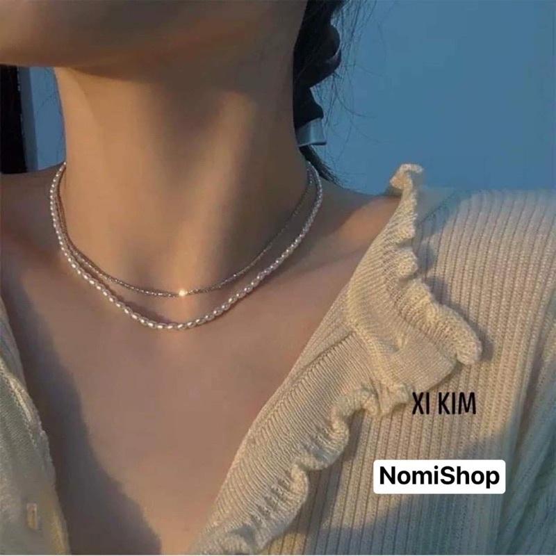 Siêu phẩm choker dây đôi mix - Bạc Nomi