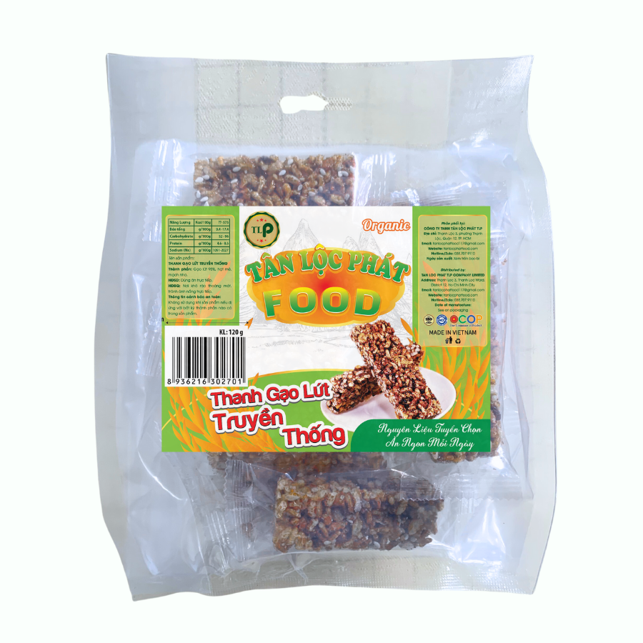 THANH CƠM GẠO LỨT TRUYỀN THỐNG TÂN LỘC PHÁT - BỊCH 500G