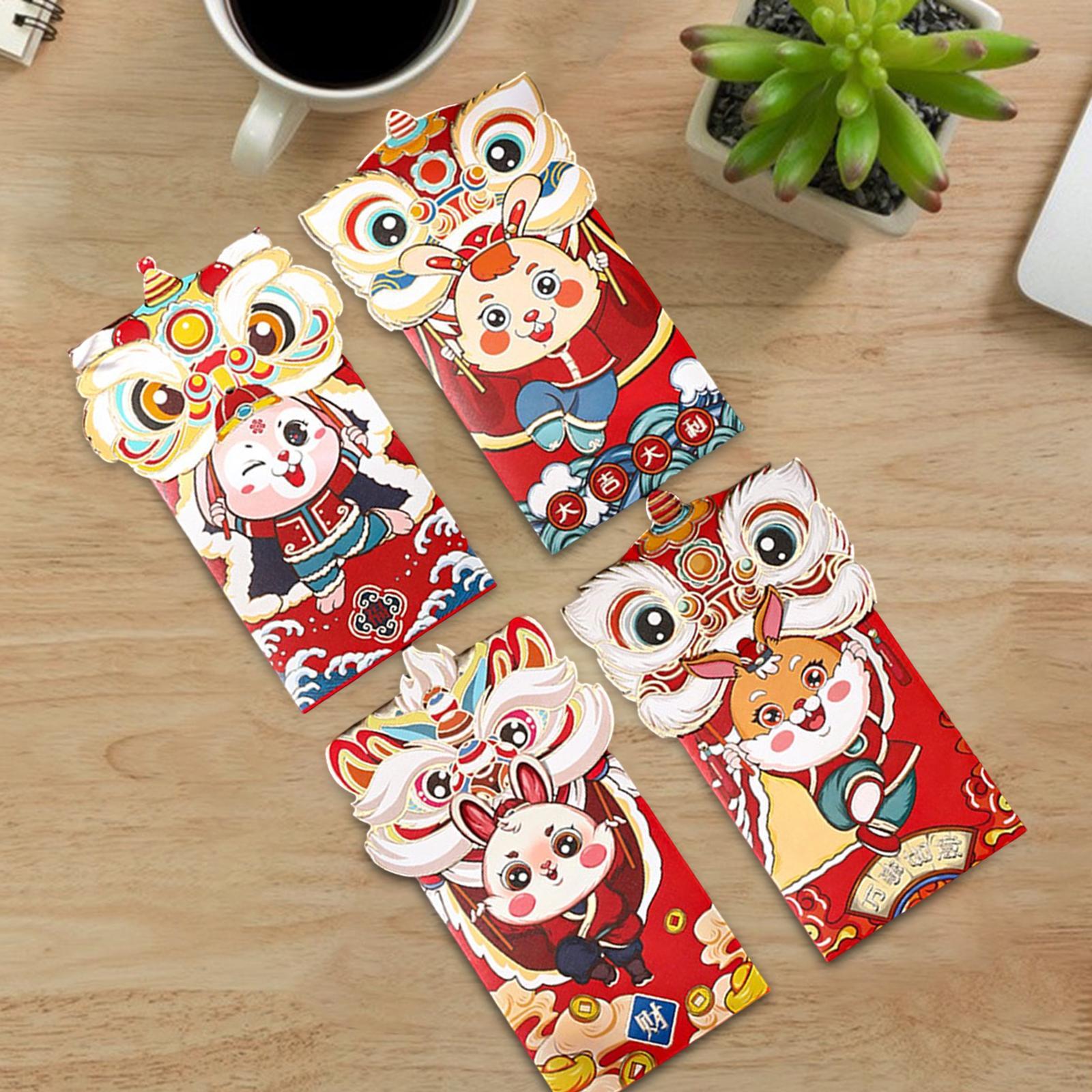 4Pcs Red Pockets Red Packet Chinese Red Envelopes for Party Wedding Birthday Gift
