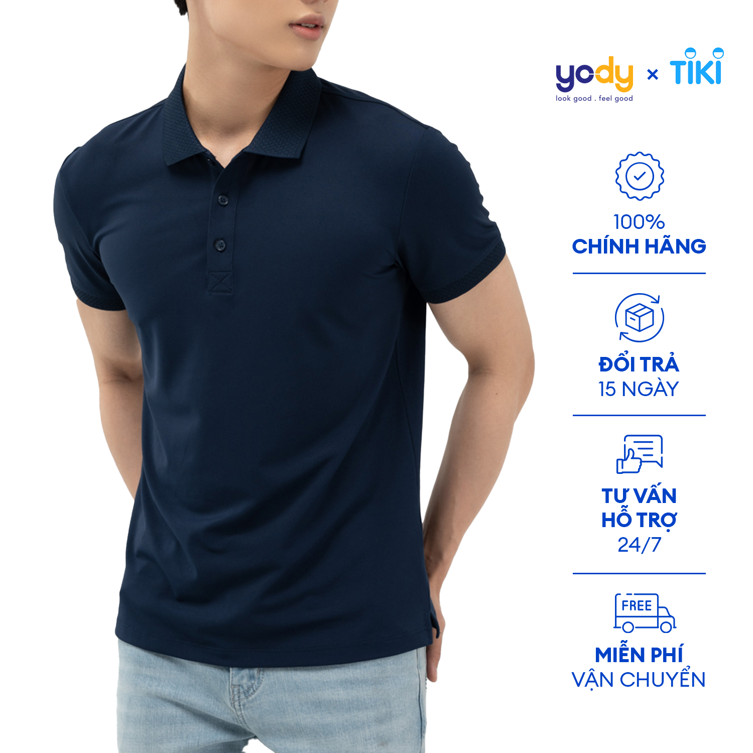 Áo Polo Nam YODY Coolmax Phối Bo, Áo Phông Cộc Tay Nam Có Cổ Thoáng Mát APM5179