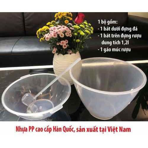 Bộ Bát Đựng Rượu Bằng Nhựa Nguyên Sinh Loại 1,2 Lít Ướp Lạnh Kèm Gáo Múc AT0140