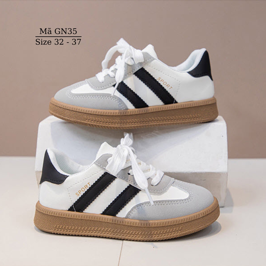 Giày bata thể thao học sinh tiểu trung học đi học, thể dục, chạy bộ dáng cột dây kết hợp quai dáng năng động cá tính NHÍM SHOP GN35