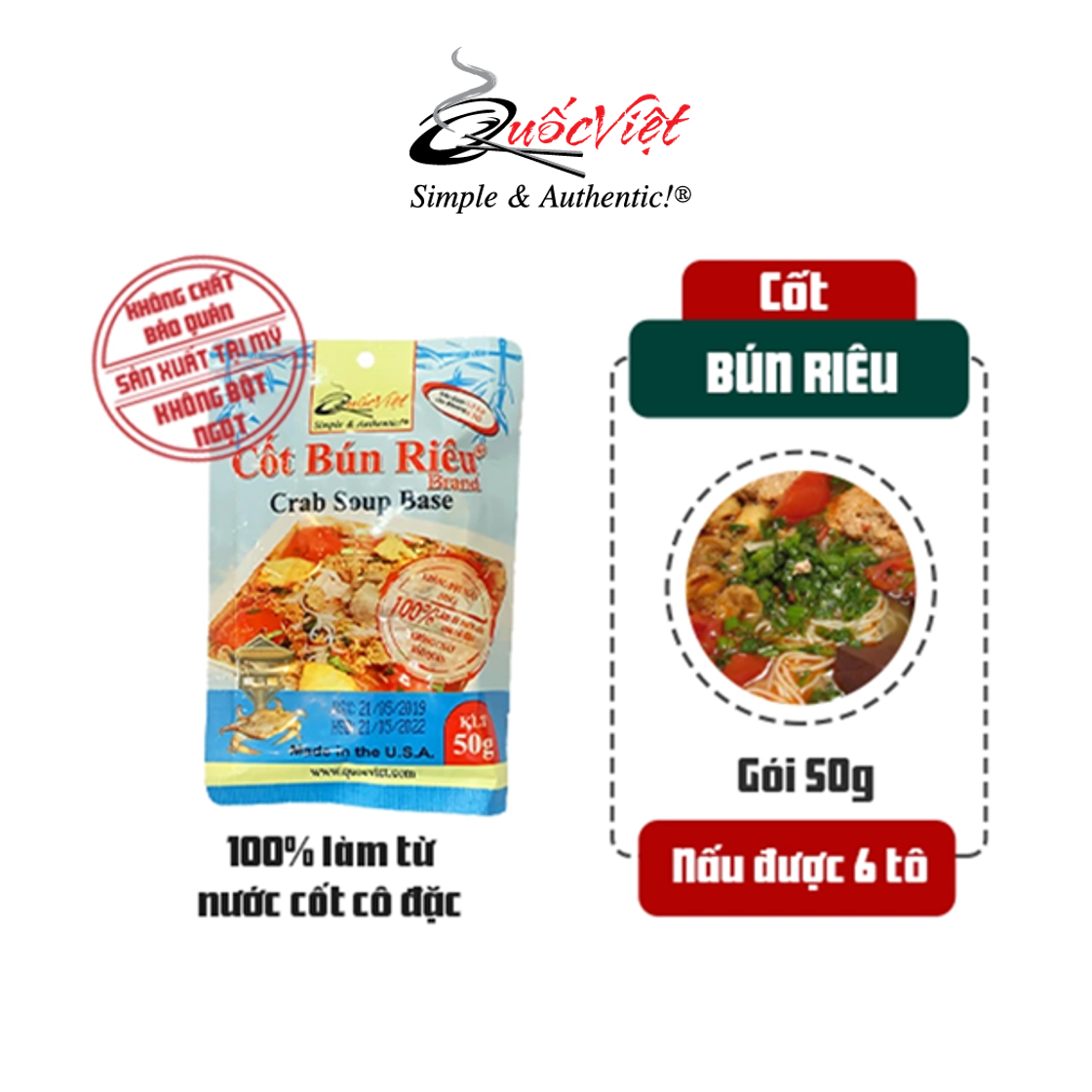 COMBO 4 Gói Gia vị Cốt bún riêu Quốc Việt - 4 x 50g - VN10506