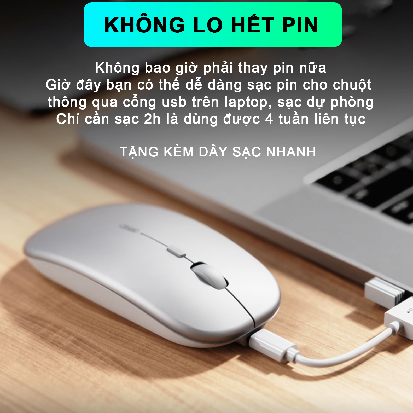 Chuột không dây Wireless Bluetooth sạc pin SIDOTECH PM1 không cần thay pin, sạc 1 lần dùng 30 ngày thiết kế công thái học không mỏi tay, silent chống ồn ban đêm tương thích Laptop Macbook Máy tính bảng PC- Hàng Chính Hãng