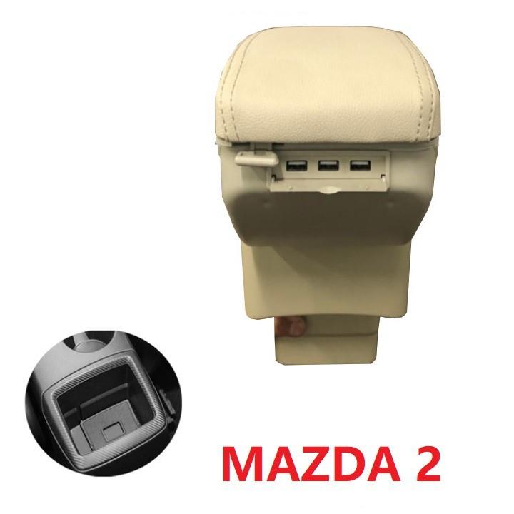 Hộp tỳ tay ô tô Mazda 2 tích hợp 7 cổng USB DUSB-MZDA - 2 màu: Đen và Be