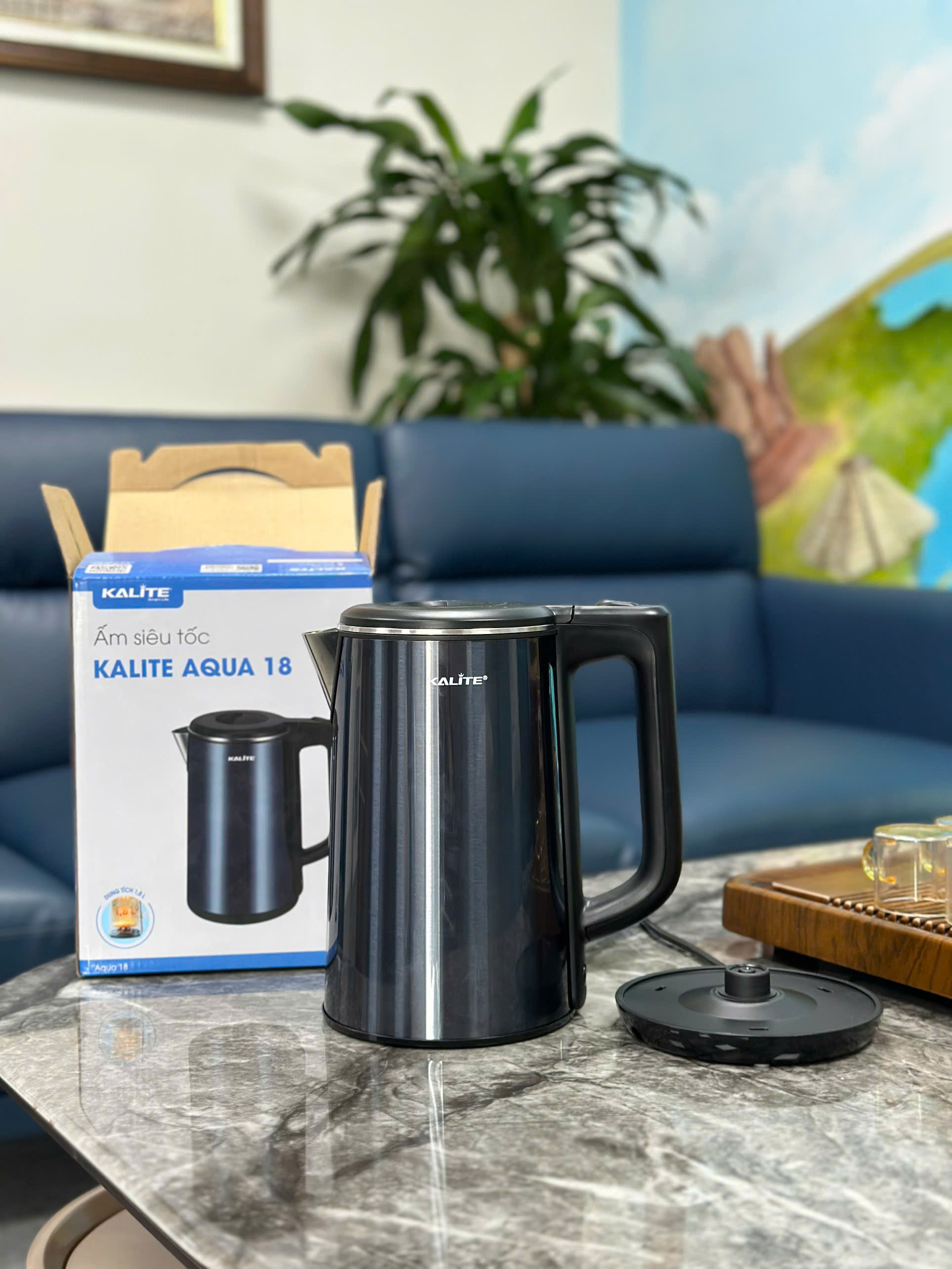 (SIÊU PHẨM) Ấm Siêu Tốc 1,8L inox 304 KALITE Aqua 18 - Vỏ 2 Lớp Cách Nhiệt, 1500W, Hàng Chính Hãng