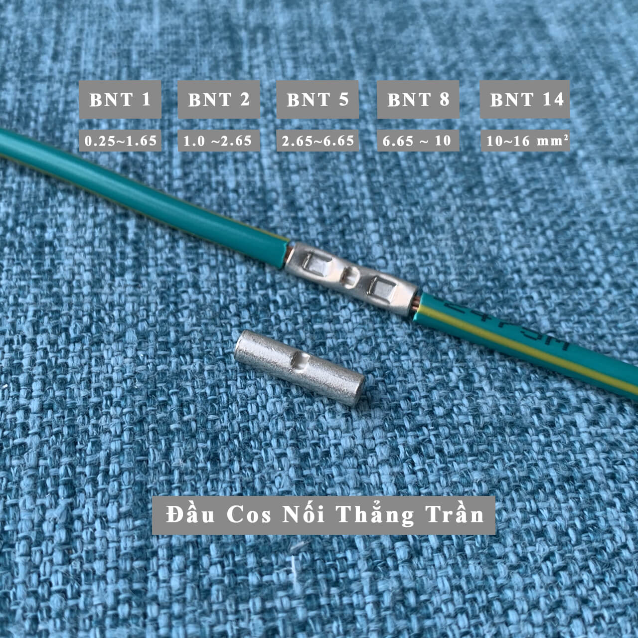 (10 cái) Đầu cos nối thẳng BNT8 - Đầu cos nối dây điện thẳng loại trần -  Dùng cho dây 6.65mm2 tới 10mm2