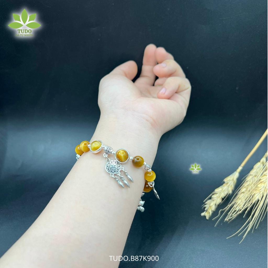 Vòng Tay Nữ Đẹp - Vòng Phong Thủy Mệnh Thổ, Kim TUDO VCBMHVT AG925 B87K900 Charm Dreamcatcher, Cỏ 4 Lá May Mắn
