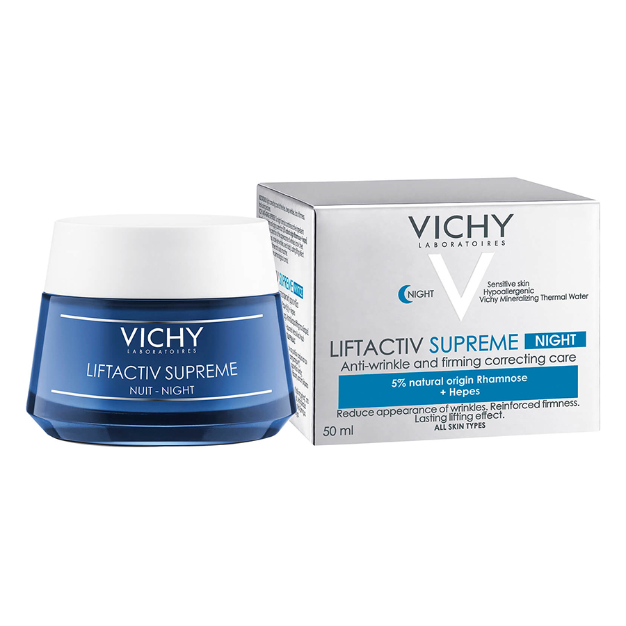 Bộ Chăm Sóc Da Kem Dưỡng Chống Nhăn Và Săn Chắc Da Ban Đêm Vichy Liftactiv Supreme (50Ml)+Nước Khoáng Vichy Mineralizing Water 150Ml