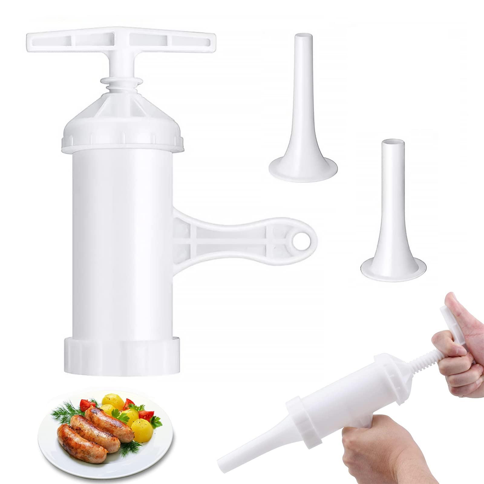 Máy làm đầy muối, xúc xích đẩy, phễu làm đầy xúc xích, ống làm đầy, máy xúc xích, với 2 phễu thịt băm nhỏ, làm xúc xích