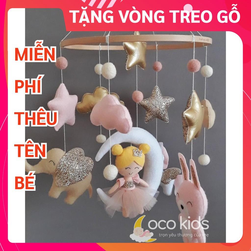 Đồ chơi treo nôi cho bé kích thích thị giác , có nhạc tự xoay CÔNG CHÚA THỎ