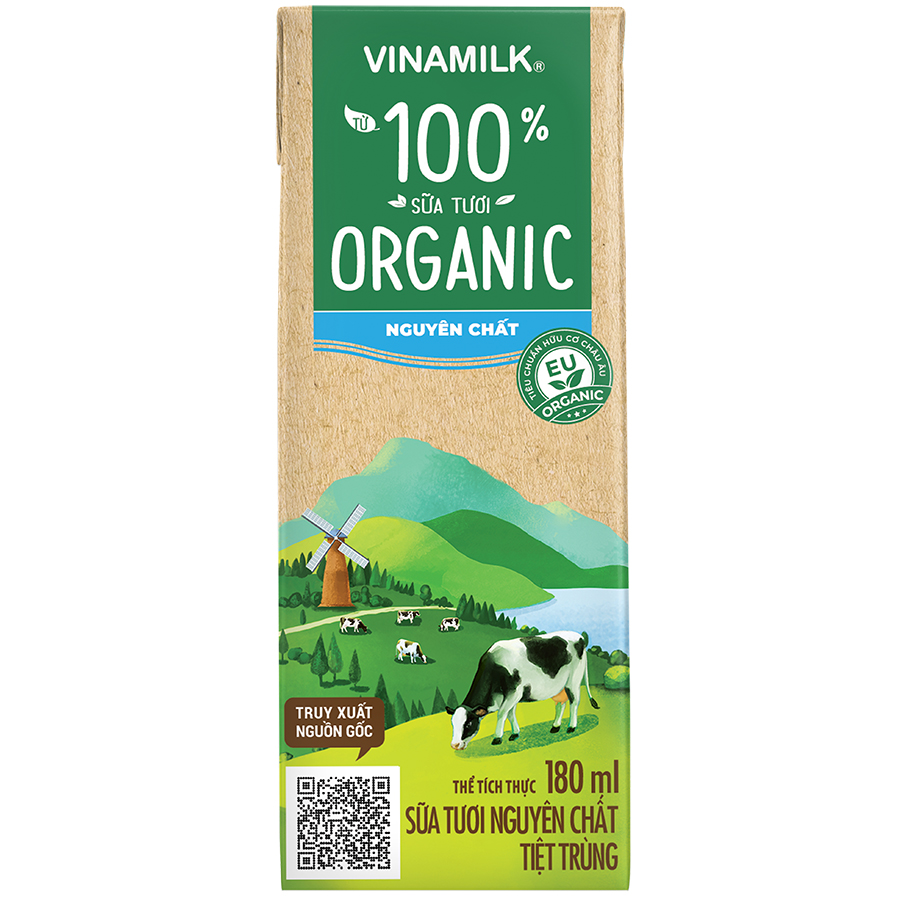 Thùng 48 Hộp Sữa Tươi Tiệt Trùng Vinamilk 100% Organic Nguyên chất (180ml)