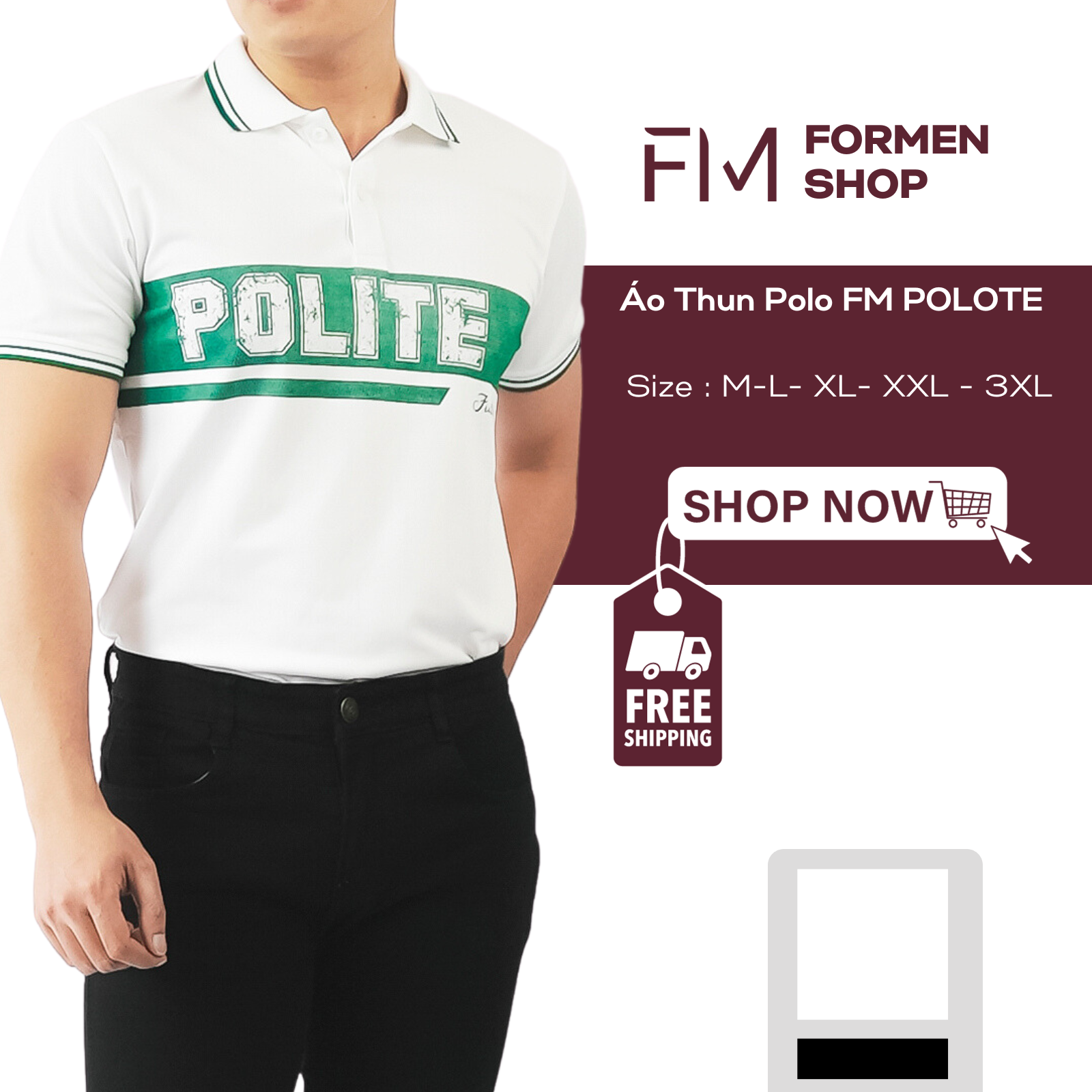 Áo thun polo nam, chất vải Poly thoáng mát co giãn 4 chiều, chống bám bụi, thiết kế bo phối sọc - FORMEN SHOP - FMPS209