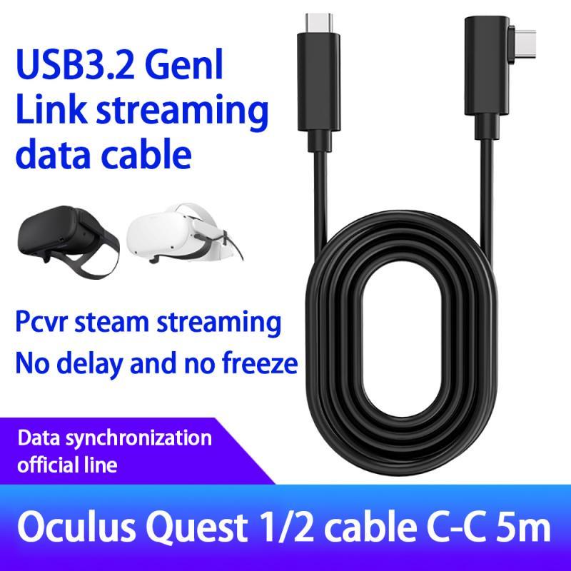 3/4m/5m 3a Sạc cáp Type-C Dữ liệu Cáp Khuỷu Cáp VR Cáp VR Kính truyền 10Gbps Cáp máy tính cho Oculus Quest2 Màu