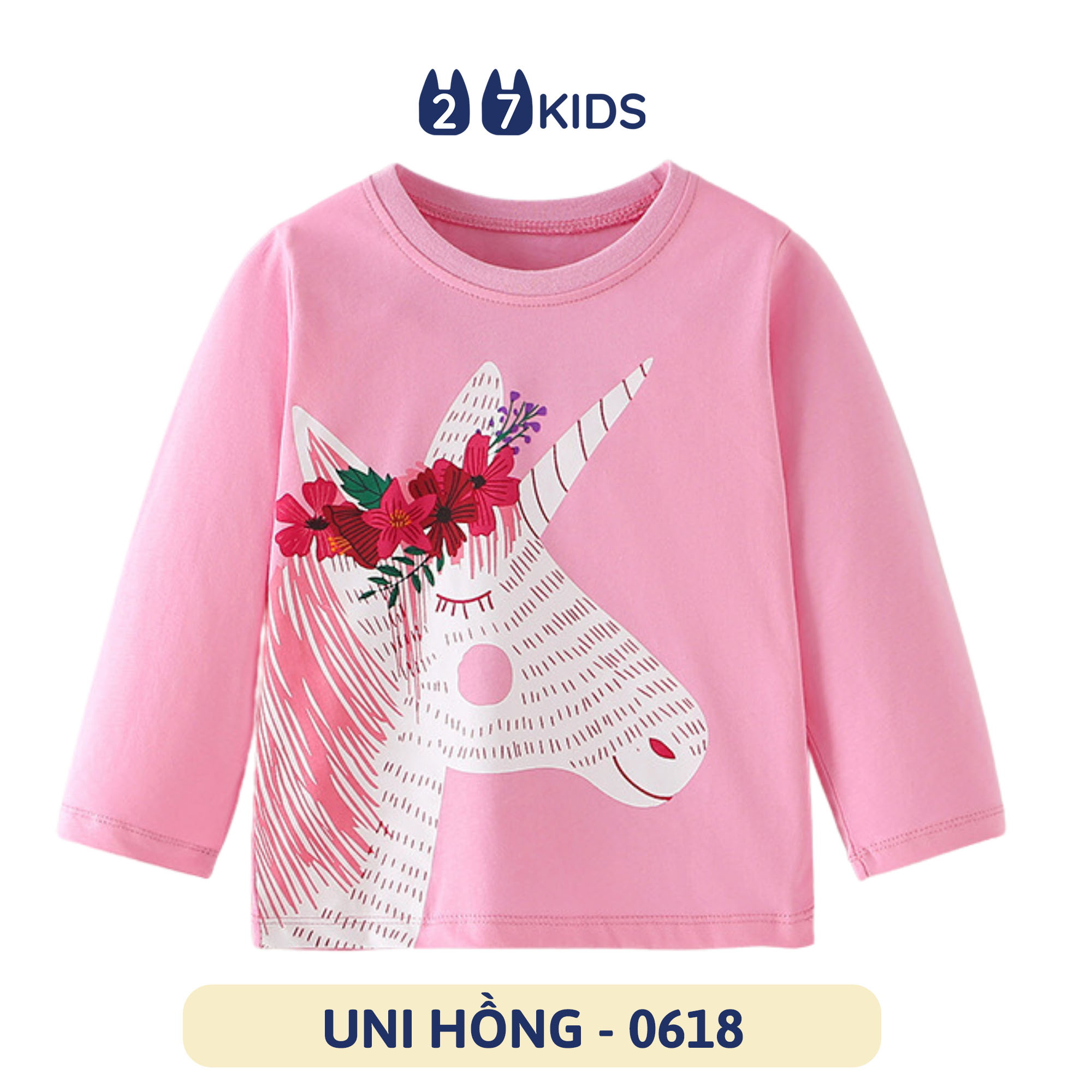 Áo thun dài tay bé gái 27Kids Forest Kingdom áo thu đông nữ 100% Cotton cho trẻ từ 2-10 tuổi GLTS3