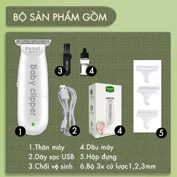 Tông Đơ Cắt Tóc Cho Bé Kemei 1319 Nhỏ Gọn Tiện Lợi