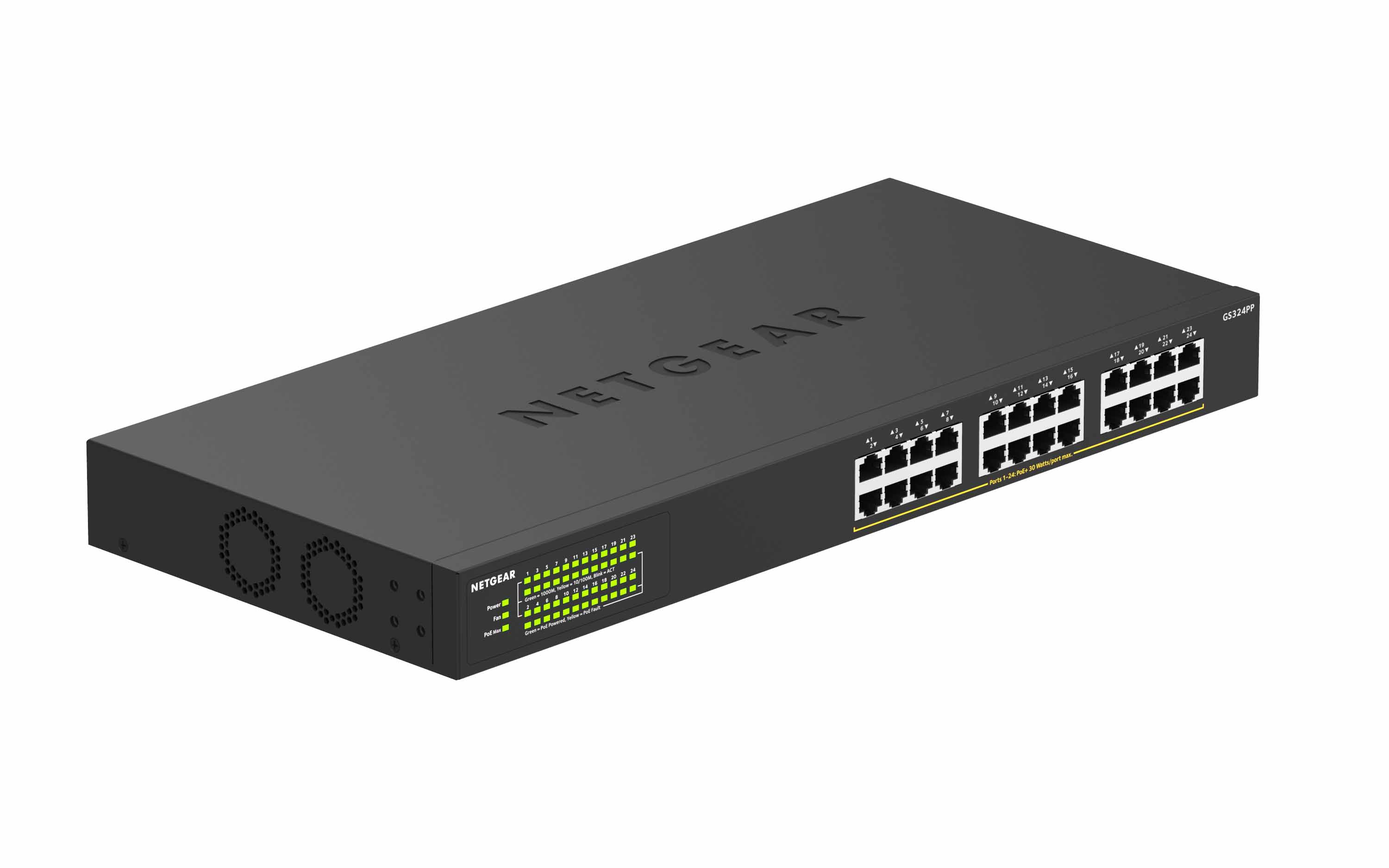 Bộ Chia Mạng Để Bàn hoặc Gắn Rack 24 Cổng 10/100/1000M PoE+ Công Suất Cao Gigabit Ethernet Unmanaged Switch Netgear GS324PP - Hàng Chính Hãng