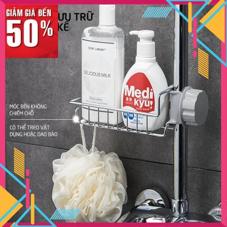 Giá để treo vòi nước gắn lavabo thông đa năng minh khay kệ inox đựng đồ phòng tắm nhà bếp trang trí đẹp
