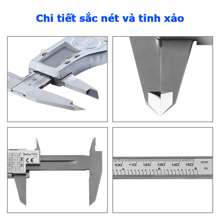 Thước kẹp điện tử thép không gỉ tiêu chuẩn công nghiệp IP54 độ chính xác cao