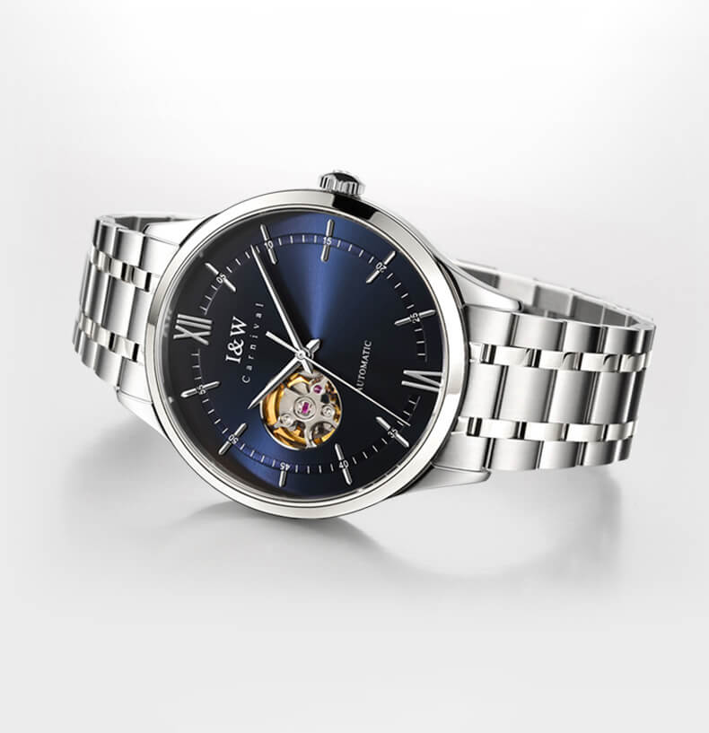 Đồng hồ nam chính hãng IW CARNIVAL IW570G-4 Kính sapphire ,chống xước ,Chống nước 30m ,Bảo hành 24 tháng,Máy cơ ,dây kim loại thép không gỉ 316L, thiết kế lộ cơ đơn giản dễ đeo