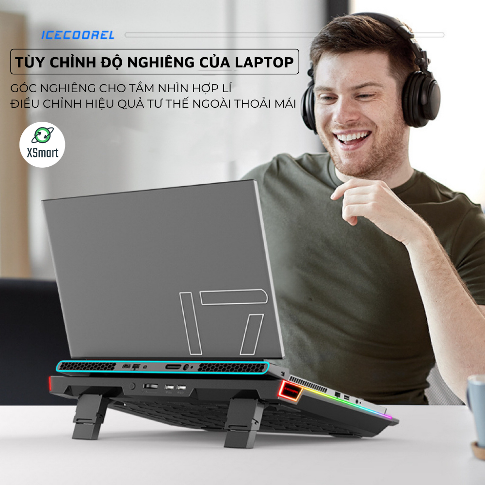 Đê Tản Nhiệt Laptop Máy Tính A17 Pro Hợp Kim Nhôm Cao Cấp, Led RGB 10 Chế Độ, Hệ Thống 6 Quạt Gió Làm Mát Nhanh, Vận Hành Êm Ái Không Gây Ồn Khi Làm Việc-Hàng Chính Hãng