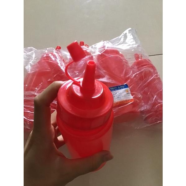 Lọ đựng tương ớt màu đỏ - chai đựng sốt cà 500ml