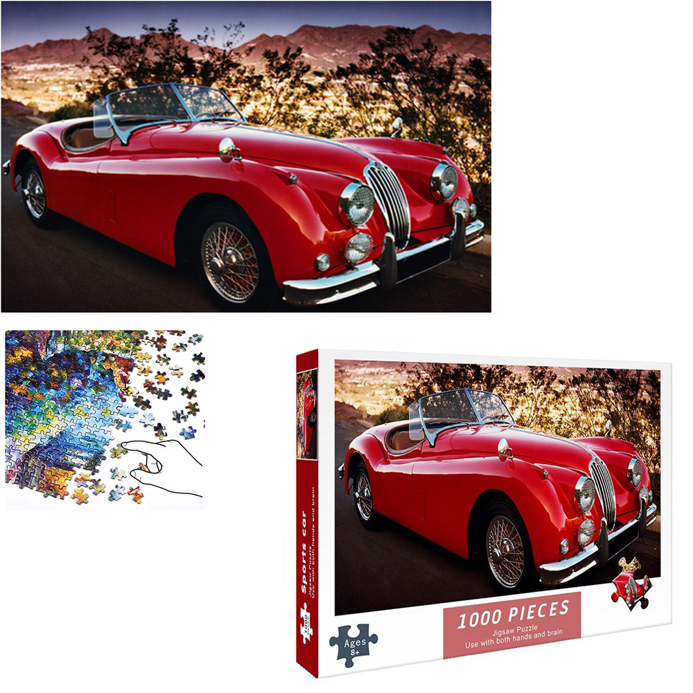 Bộ Tranh Ghép Xếp Hình 1000 Pcs Jigsaw Puzzle Tranh Ghép Xe Cổ Đỏ Bản Đẹp Cao Cấp