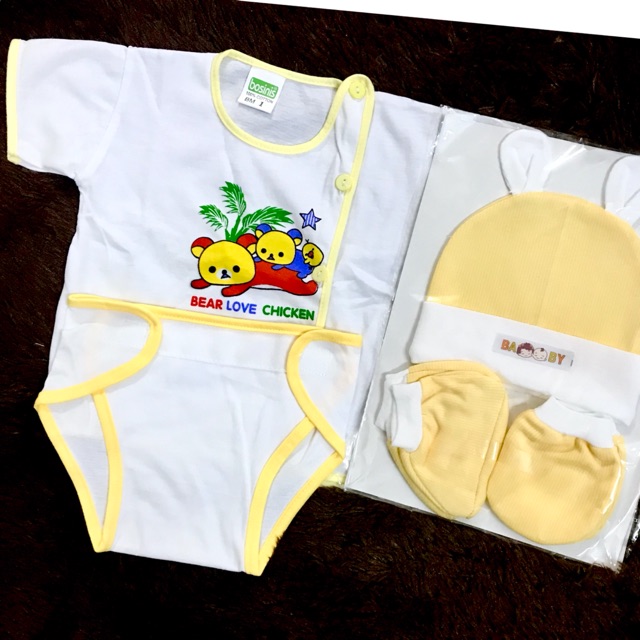 Combo 5 SET cho bé sơ sinh cotton (5nón+5baotay+5baochân+5 áo TN BSI TRANG)-NGAU NHIEN