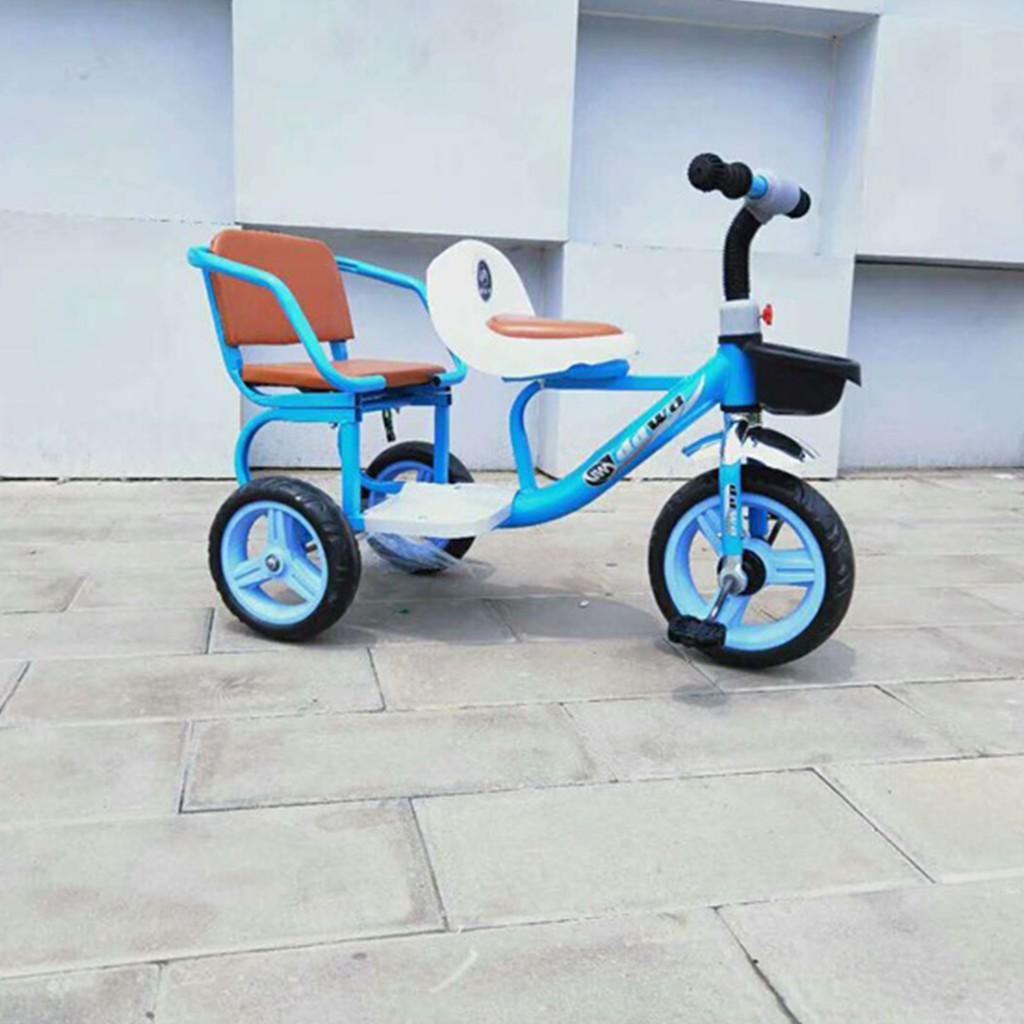 Xe đạp xích lô cho bé yên bọc da cao cấp 2 chỗ ngồi
