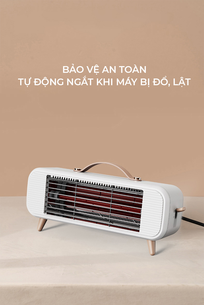 Máy sưởi phòng hồng ngoại 350W sưởi ấm cực nhanh, nhỏ gọn, sưởi ống thạch anh, an toàn chống cháy-Hàng nhập khẩu