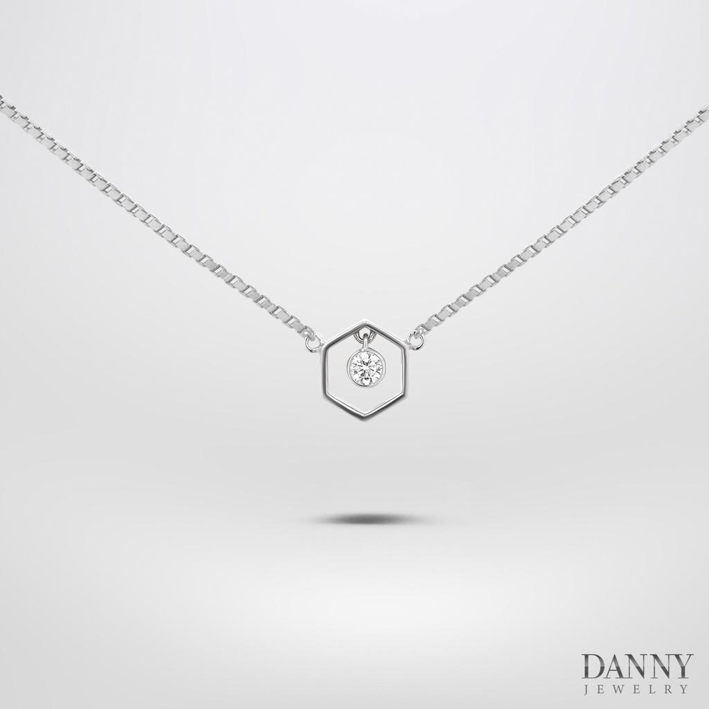 Dây Chuyền Có Mặt Danny Jewelry Bạc 925 Xi Rhodium Hình Lập Phương & Đá CZ DM044