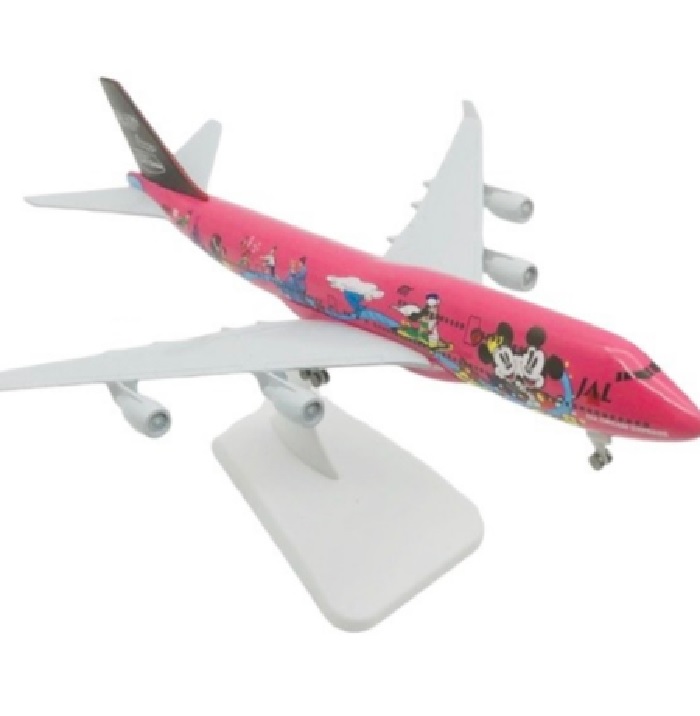 Mô hình máy bay J.A.L Japan 50th anniversary D.i.s.n.e.y l.a.n.d B747 20cm có bánh xe