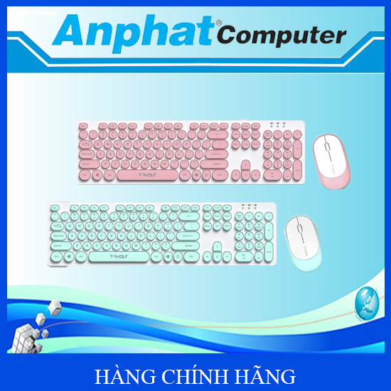 Bộ Phím Chuột Không Dây T-Wolf TF770 (Hồng/Xanh)– Hàng Chính Hãng