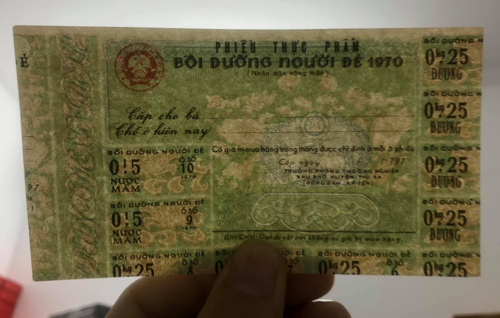 PHIẾU THỰC PHẨM BỒI DƯỠNG NGƯỜI ĐẺ 1970, dành cho nhân dân nông thôn [TEM, PHIẾU BAO CẤP SƯU TẦM]