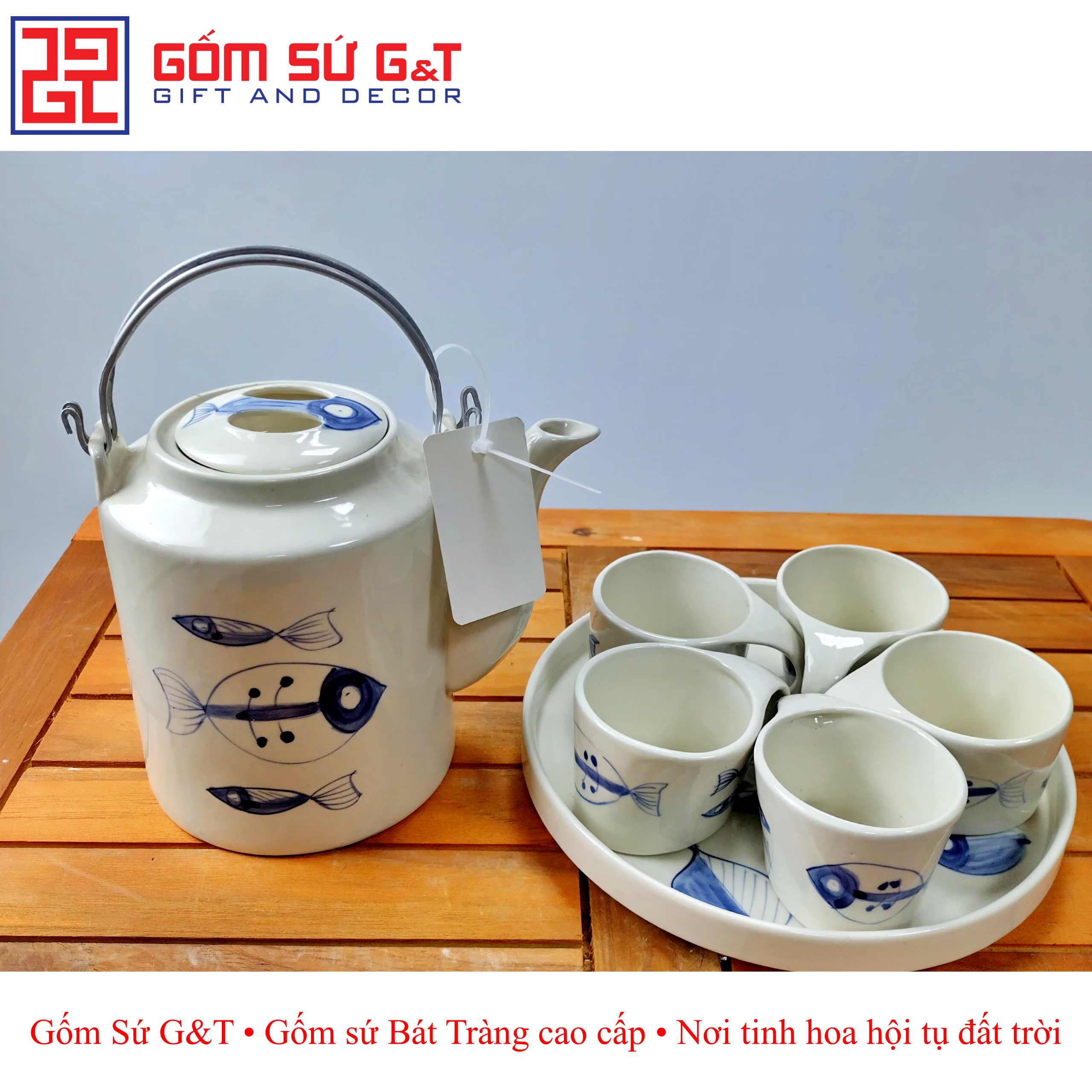 Bộ tích trà vẽ xương cá Gốm Sứ G&amp;T